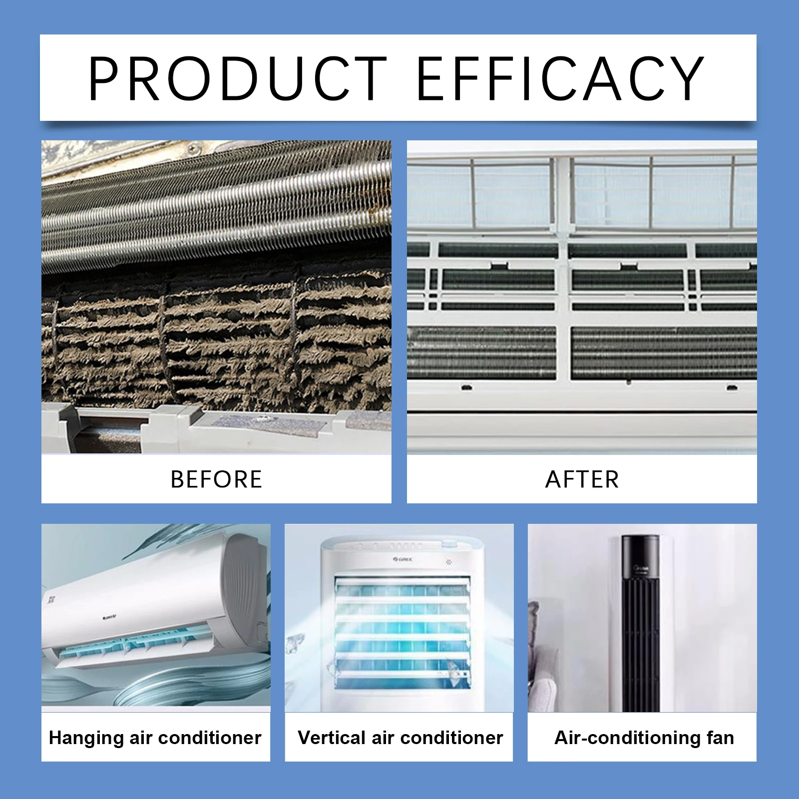 Air Conditioner Cleaner Foam Spray AC Coil Cleaner Deep Cleaning Odor Eliminator No Rinse Home Maintenance 60ml Air Vent Care