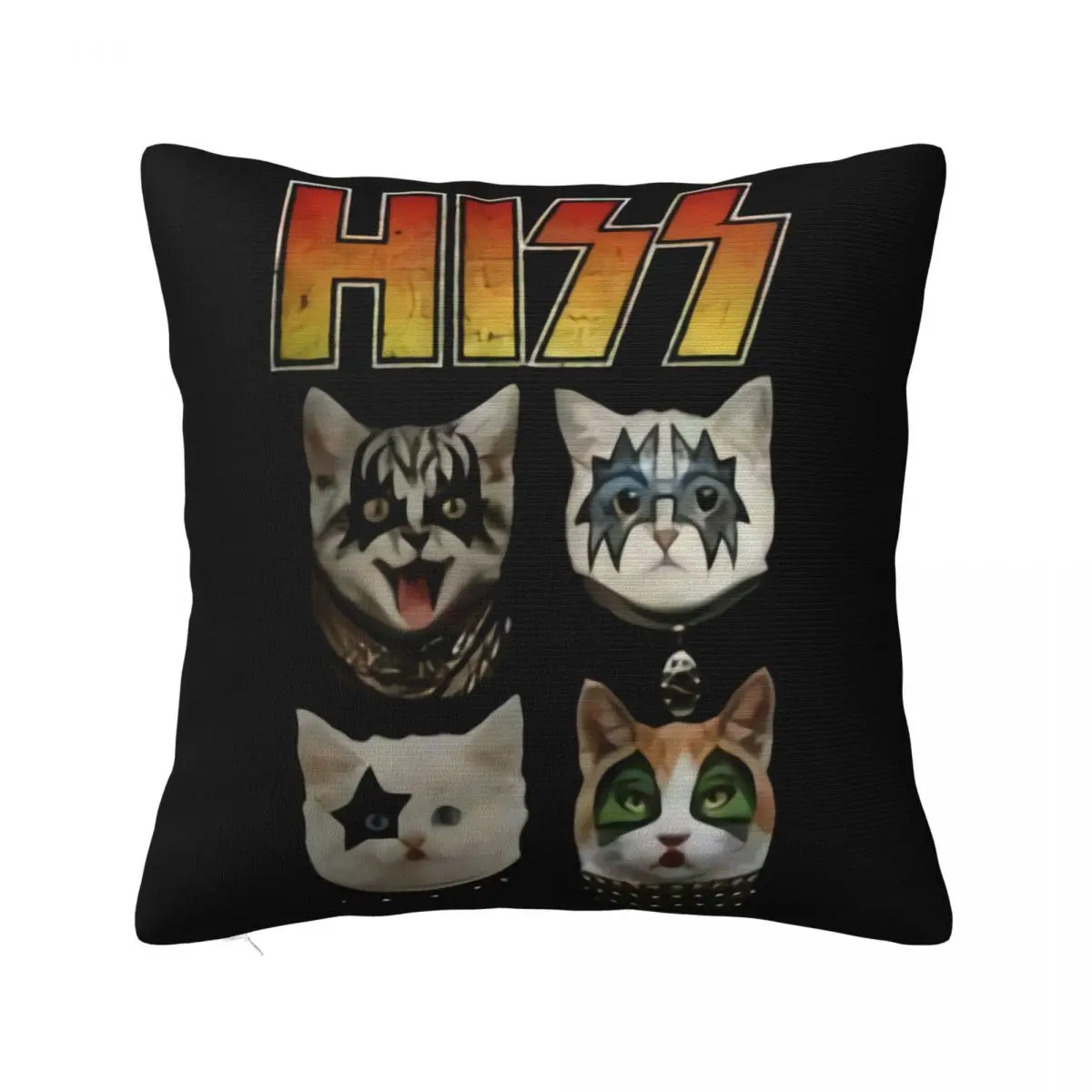 Kiss Hiss Cat Paródia Engraçada T S Rock Meow Group Homens Personalizado Solto Hip Hop Slogan Novo Design Filme Fronha