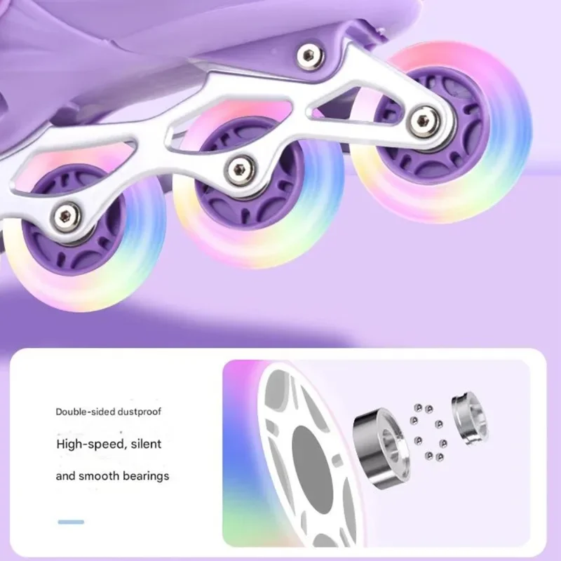 Kids Inline Roller Skate Shoes For Women Men Adult Flashing Quad Sneakers For Boys Girls Outdoor Skating Skates Gifts Full Set