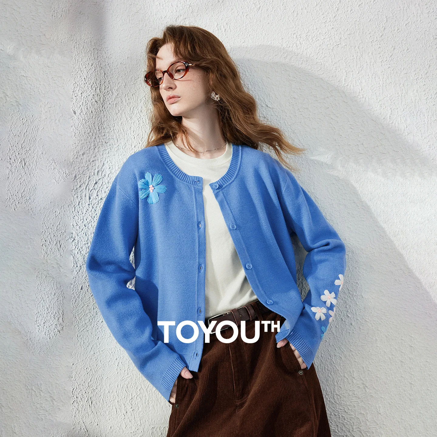 Embroidery Thread Yarn - Cardigã Feminino de Tricô TOYOUTH 2026: