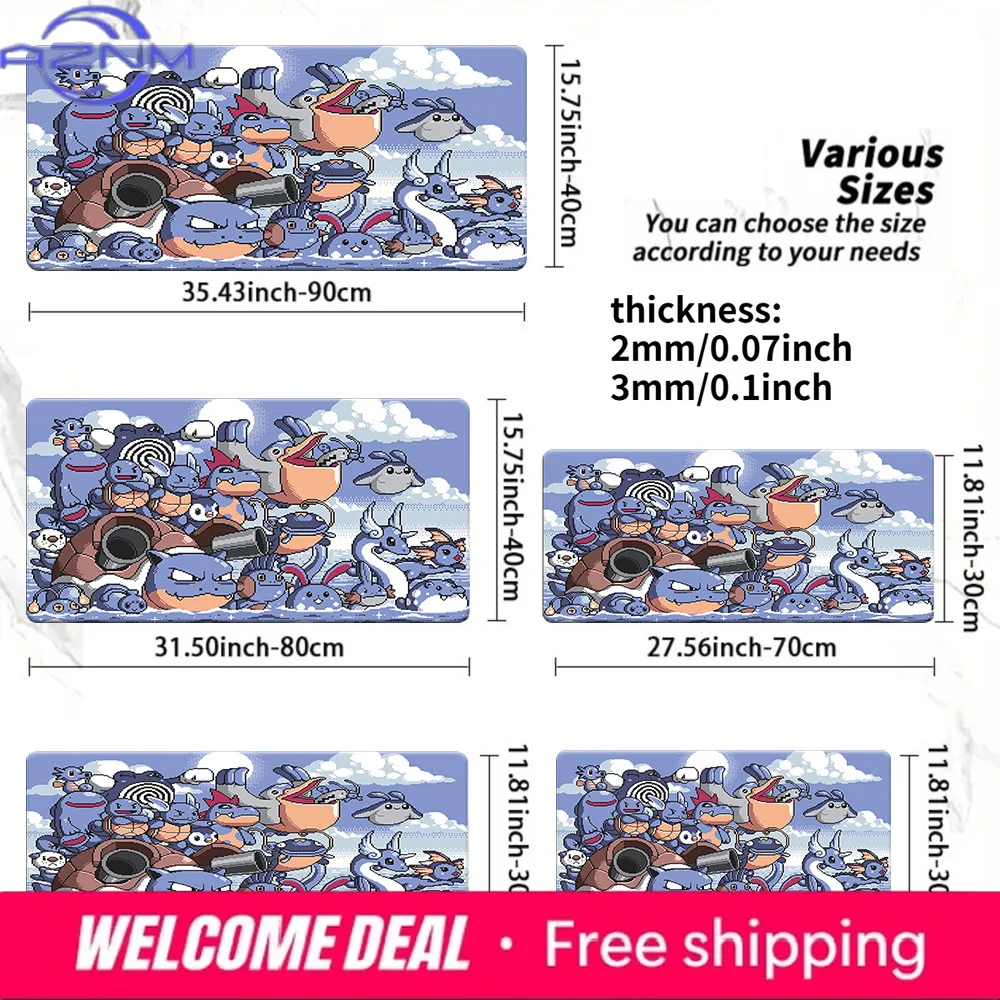 Water-Type Pokémon Pixel Collage Gaming Mouse Pad