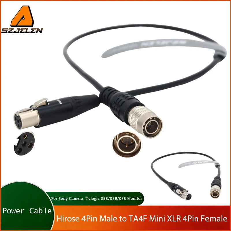 

New Arriving Power Cable Hirose 4Pin to Mini XLR 4Pin Female for Tvlogic 058/056/055 Monitor