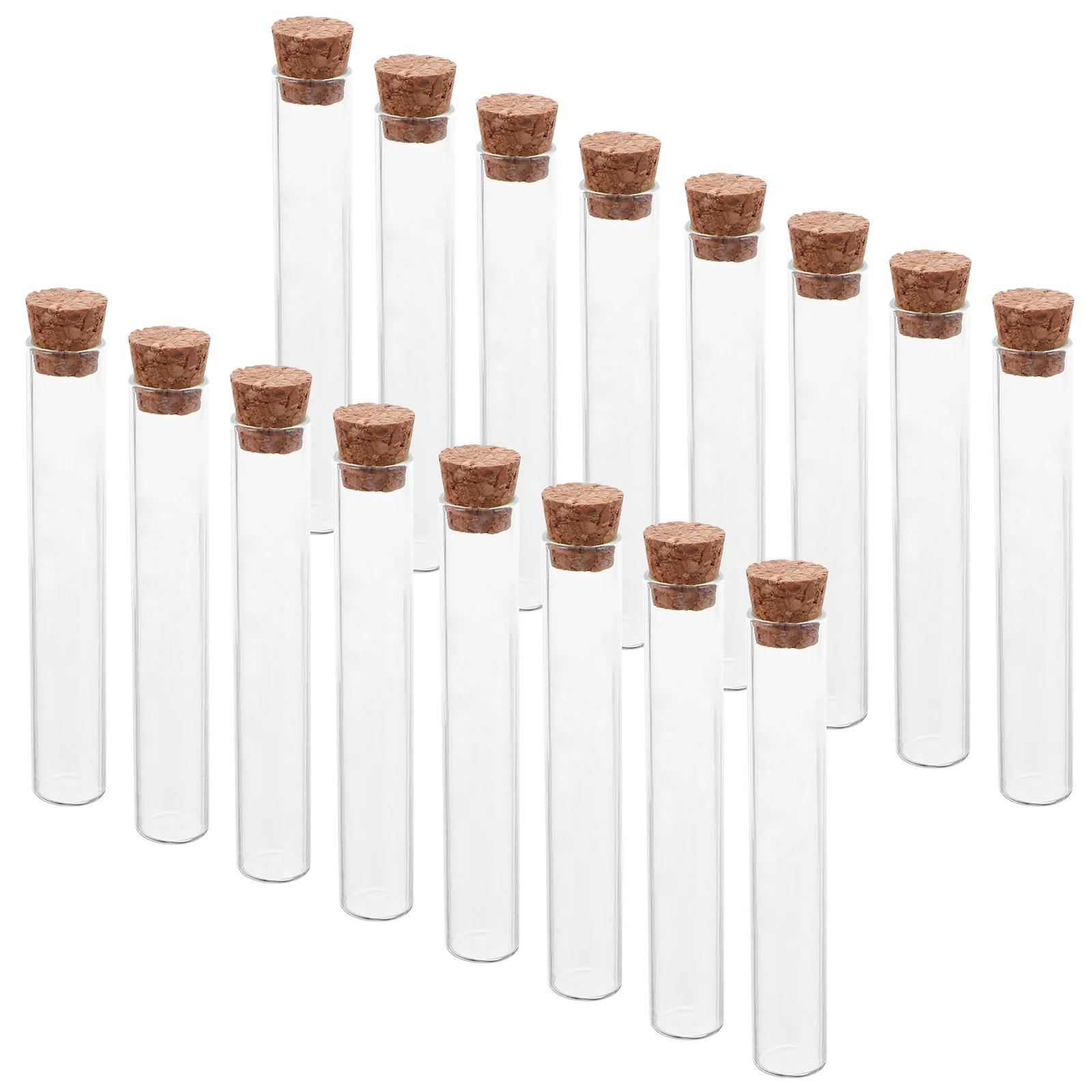 

40Pcs Clear Glass Flat Bottom Test Tubes Sandalwood Cork Mini Transparent Vials Incense Holder Plant Propagation Liquid Samples