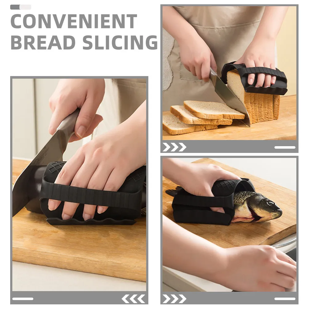 2Pcs Bread Slicer Guide Kitchen Gadget Silicone Cutter Bread Loaf Slicing Protector Oven Heat Resistant Gloves Hands Guard