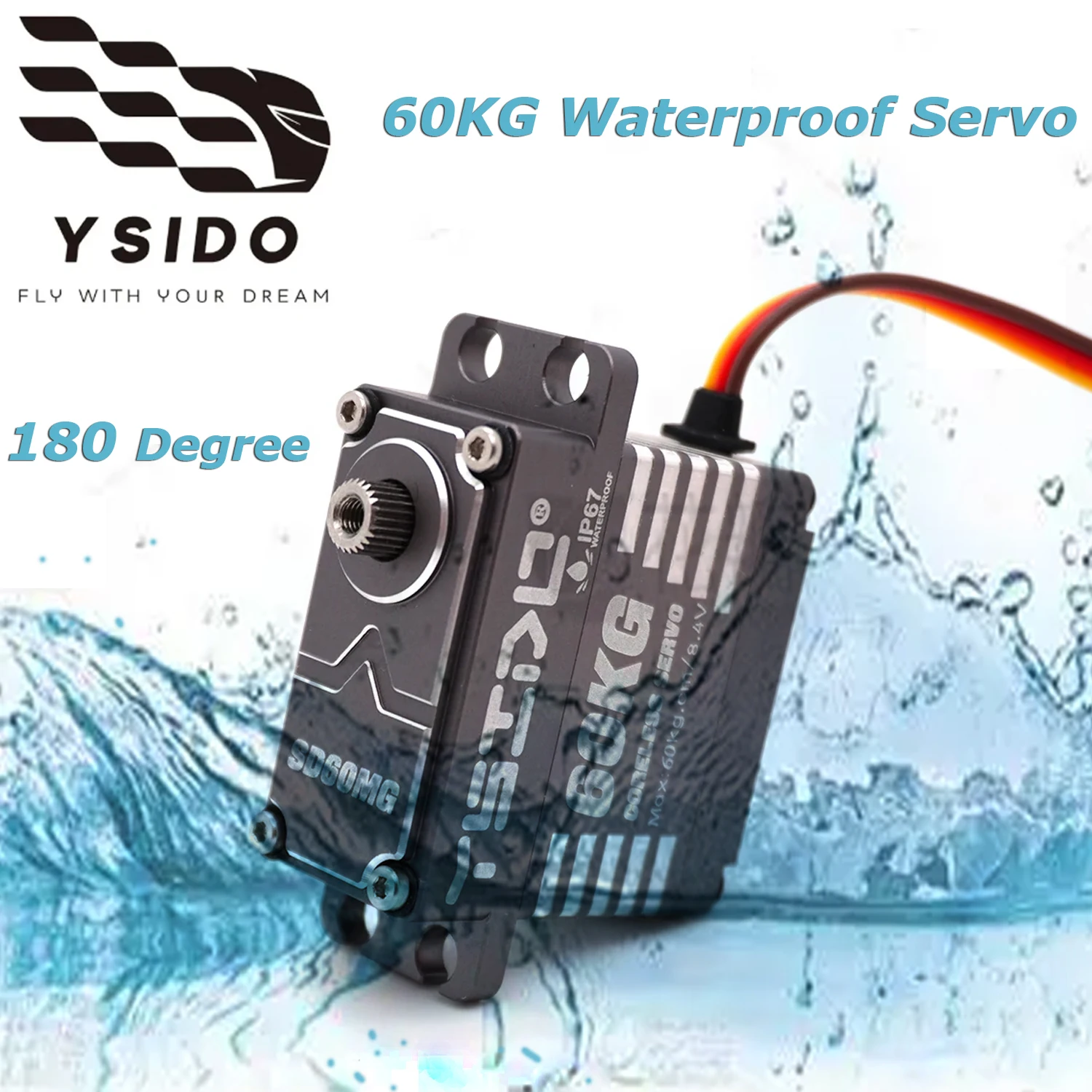 YSIDO ブラシレスデジタルサーボ 60KG 防水 RC サーボモーター メタルギア 1/8 1/10 RC クローラーカー Traxxas Scx10 ロボットパーツ用