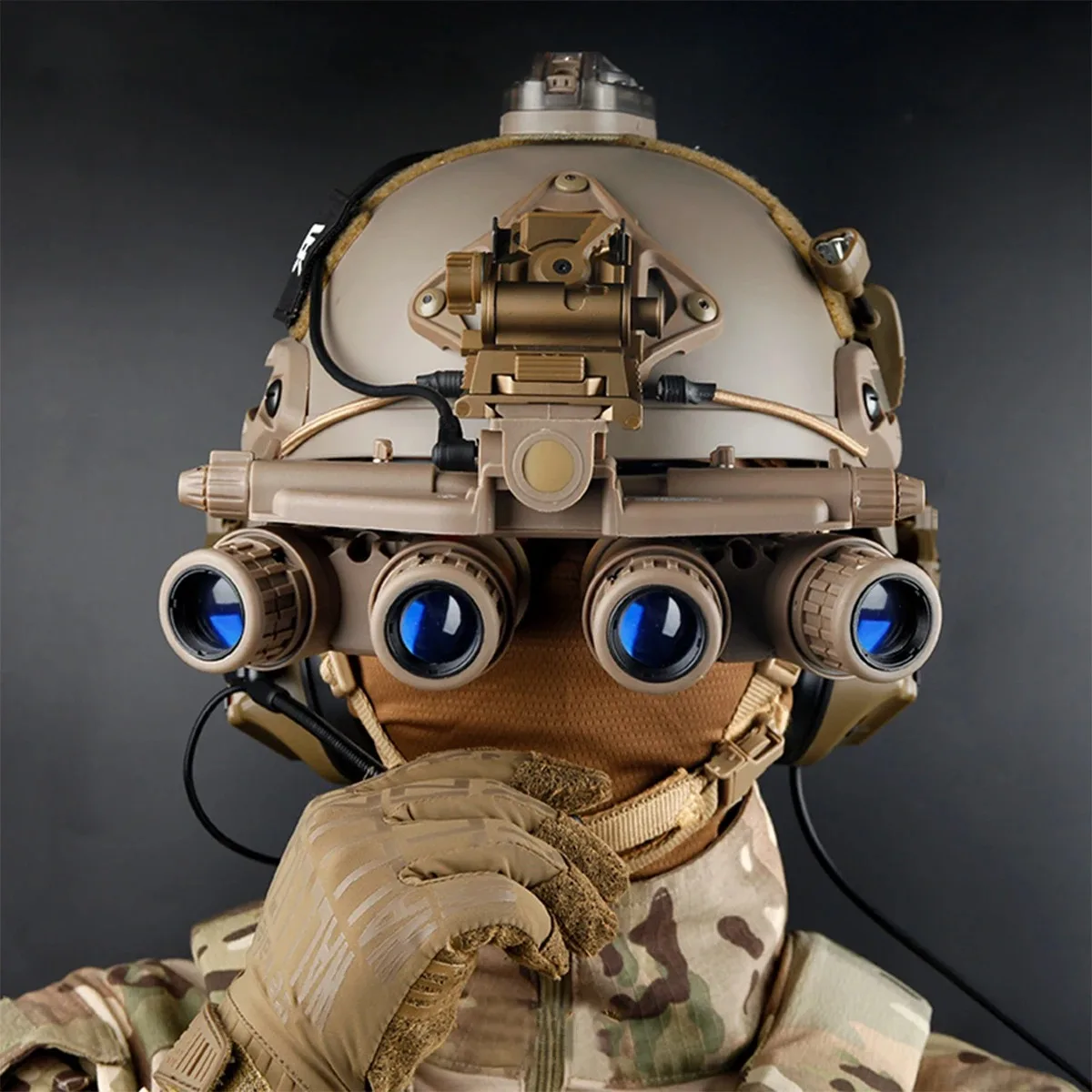 Airsoft Helmet Set with Night Vision Model Headset L4G24 Metal NVG Bracket for Tactical Shooting Game Protective Equipment