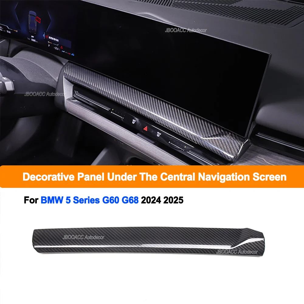 

Декоративная крышка панели под навигационным экраном для BMW 5 серии G60 G68 2024 2025, салон автомобиля, декоративная полоса из настоящего углеродного волокна