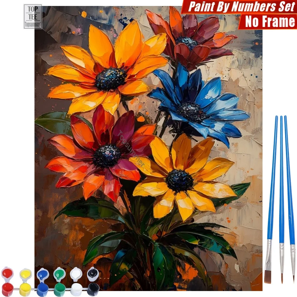 

Набор для рисования по номерам Impasto: Яркие цветы - Текстурированные лепестки контрастируют. Декор для дома и спальни. Подарок жене на День благодарения.