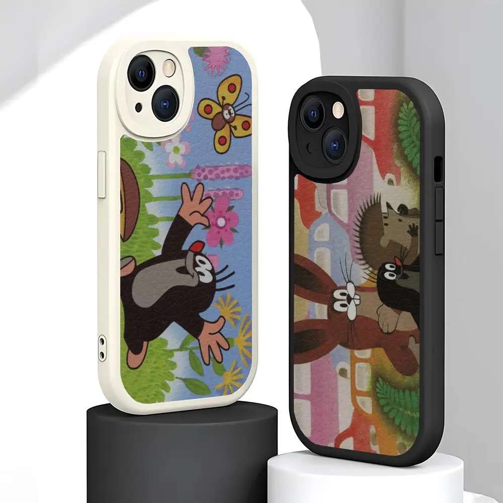 Phone Case Lambskin For Iphone Mole 15 14 Cartoon Pro Max 11 13 12 Mini X Xr Xs 8 6 7 Puls L-Little Se Luxury Mobile Cover