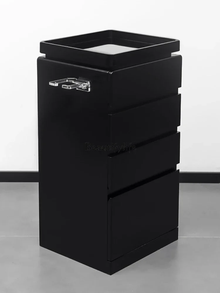 Tool Cabinet for Hair Salon Solid Wood Paint Barber Storage Locker