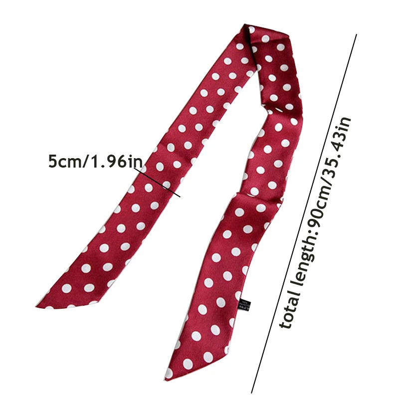 Fashion Dot Ribbon Silk Scarf Women Thin Neck Scarves Lady Small Shawls Bandana Narrow Female Neckerchief Dress Accessories