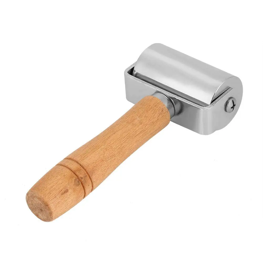 Leather Press Edge Roller Leather Edge Creaser Handmade Wooden Handle Carbon Steel Leather Rolling Craft Roller Tool(60Mm)