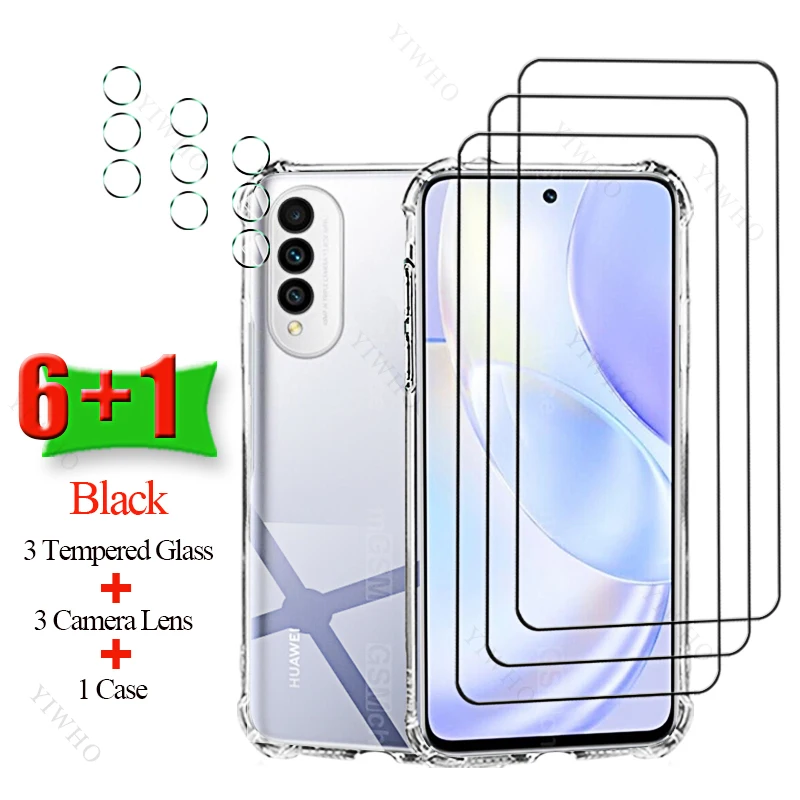 6+1 Tempered Glass Screen Protector for Huawei Nova 8i 8 SE 4G Youth Soft Case Camera Lens Cover for Huawei Nova 8se 8SEYouth 4g