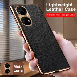 Original P50Pro Hard PC Capa For Huawei P50 Pro Case luxury Leather shockproof Plating Cover For P50PRO Mobile Phone Back Funda