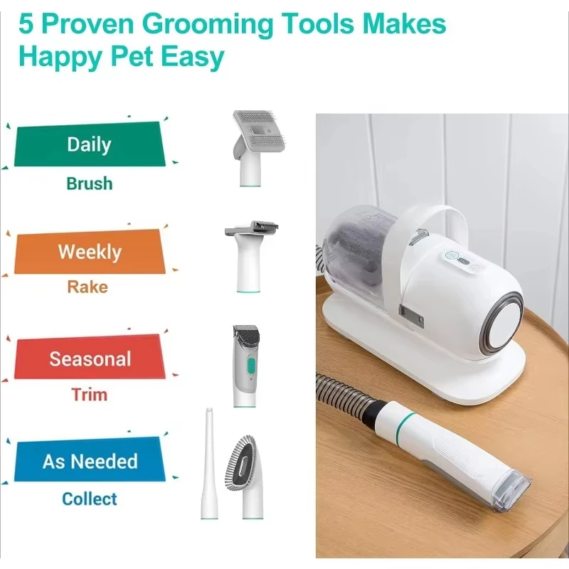 7 In 1 Multifunctional Pet Hair Stylist Dog Cat Vacuuming Set Trimming Shaving All-in-one Pet Grooming Kit Groomer For Pet