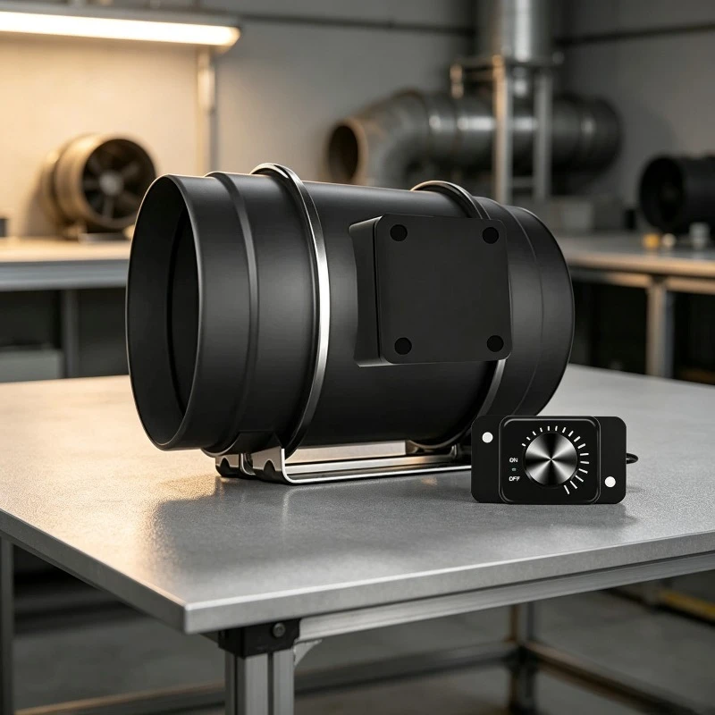 8 Inch EC Motor High Airflow Quiet Inline Exhaust Fan with Speed Controller 553 CFM 200mm Duct Ventilation Blower