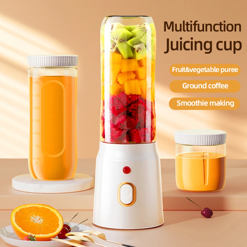 Electric Juicer Cup with 2 Cups Portable Juicer Mixer 10 Blade Usb Charge Fresh Fruit Juice Personal Blender Smoothie For Travel