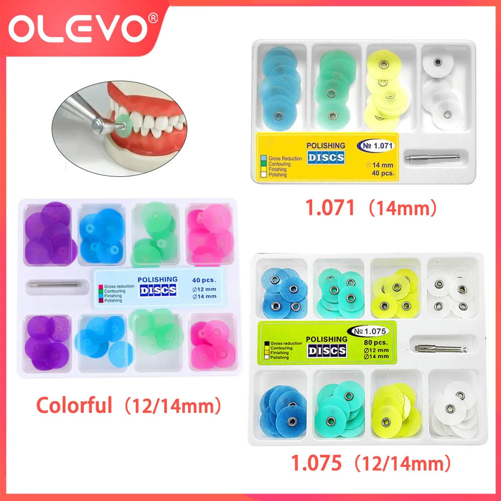 OLEVO 40/80 Pcs Dental Polishing Discs Wheel Gross Reduction Contouring Mandrel Strips Set Teeth Whitening Dentistry Materials