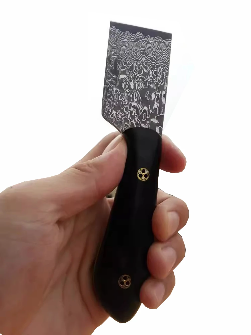 Coltello da taglio in pelle di alta qualità fai da te fatto a mano in pelle taglierina HRC 59 Vg10 lama in acciaio damasco con manico in ebano