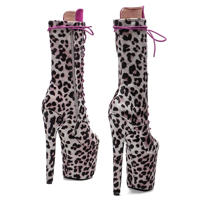 Leecabe 20cm/8inches Leopard  Upper Open toe  Fashion  High Heel platform   Pole Dancing boots