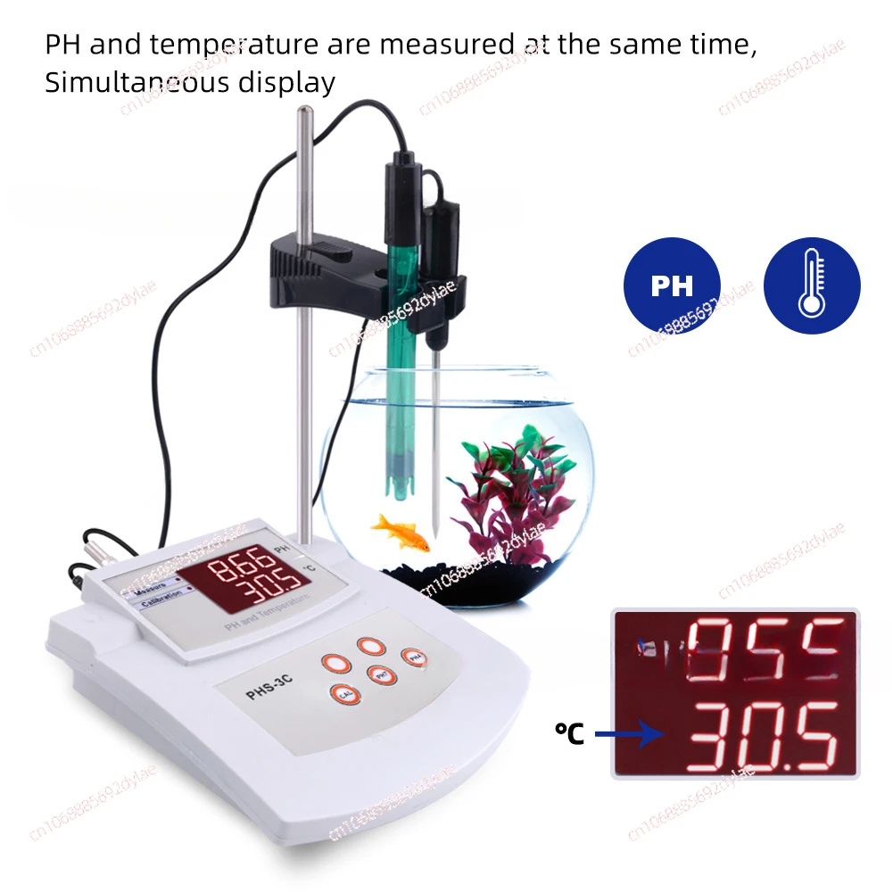 PHS-3C Laboratory Desktop PH Meter Automatic Calibration PH Meter Fish Tank Swimming Pool 2 in 1 Water Quality Tester