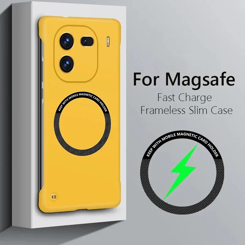 Funda de teléfono con bobina magnética para IQOO 11 12 13 Z9X, funda protectora para IQOO Neo 10 10R, funda trasera dura delgada sin marco para PC