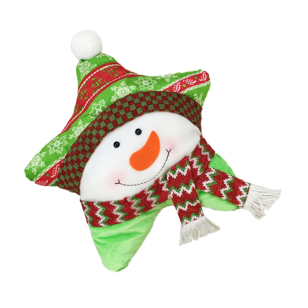 

Snowman Throw Pillow Five-Pointed Star Shape Soft Cushion For Sofa Home Holiday Party Christmas Decor Gift Star Shape