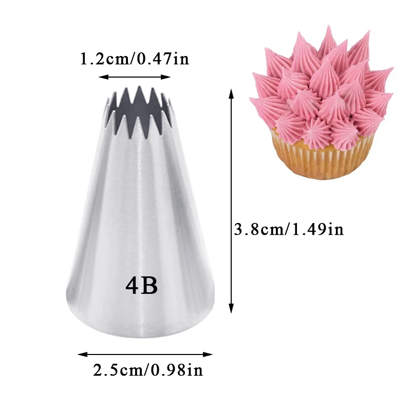 1PC Stainless Steel Cream Stainless Steel Icing Piping Nozzles Cake Cream Decorating Cupcake Pastry Tips Cake Tools #4B