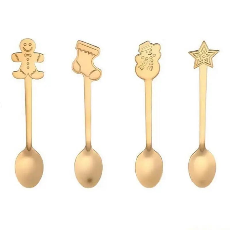 QX2E 4 Pack Ice Cream Soup Sugar Dessert Tea Spoons Mixing Stirrer Kitchen Tablewares