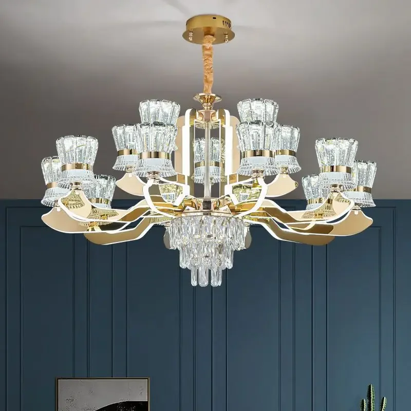 

Ultra-bright Modern Luxury Crystal Living Room Chandelier Main Villa Hall lamp Arm Luminous Lamps