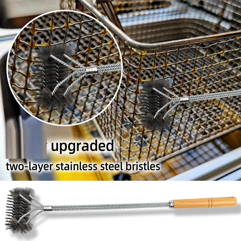 3Pieces Fryer Cleaning Tools,Stainless Steel Deep Fryer Cleaning Tools,Basket Fryer Brush,Air Fryer Cleaning Brush Tools