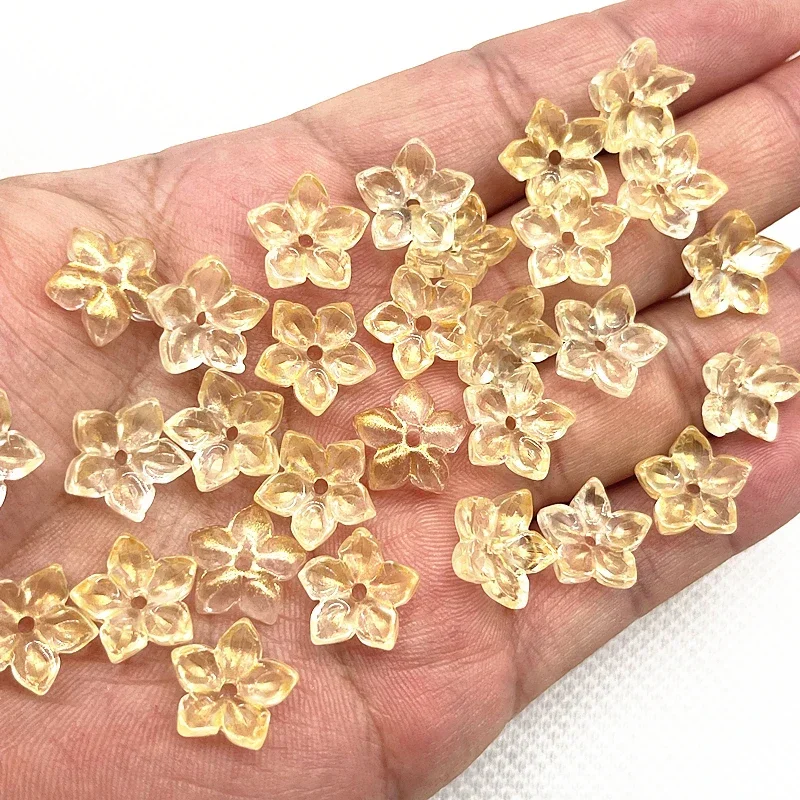 30 Stück 12mm Fünfblättrige Blumen-Lampwork-Perlenkappen Glas-Abstandhalterperlen für Schmuckherstellung DIY-Zubehör Haarnadeln – Detail 9