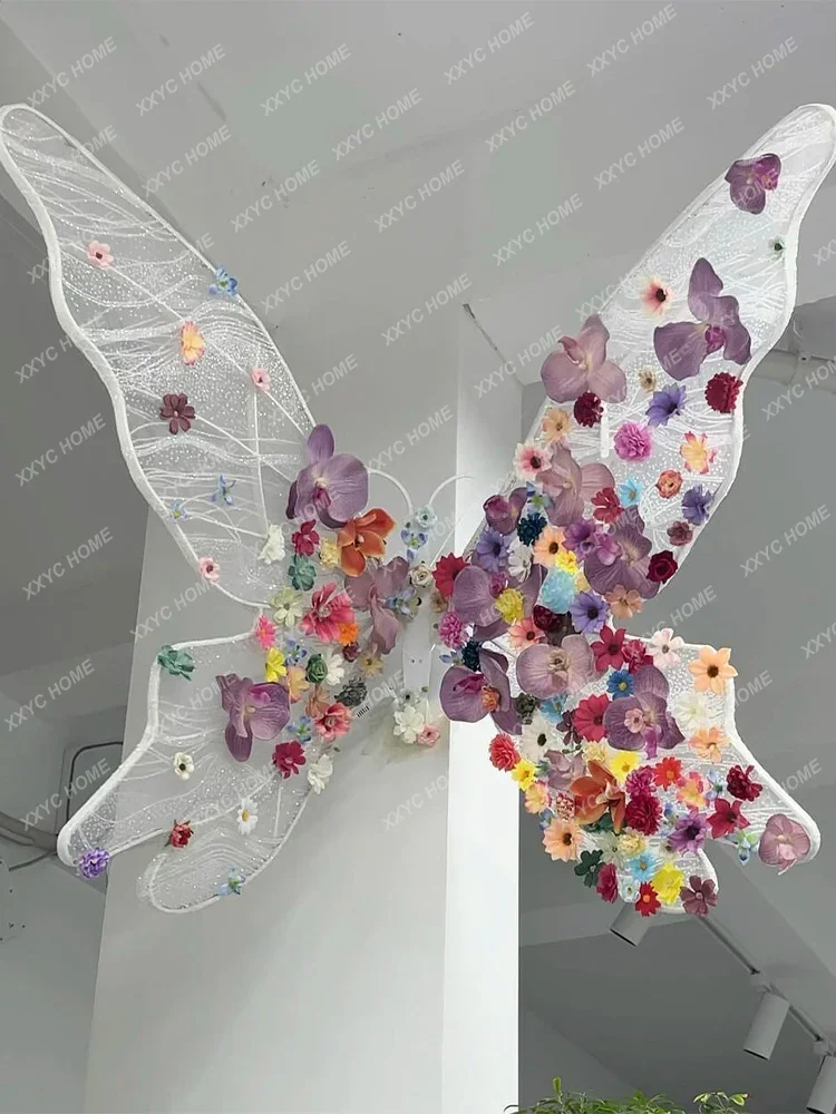 Morden Butterfly Wall Lamp Monet Flower Garden Theme Led Light Wedding Decor Living  Bedroom Kitchen Office Plug-in Lamps