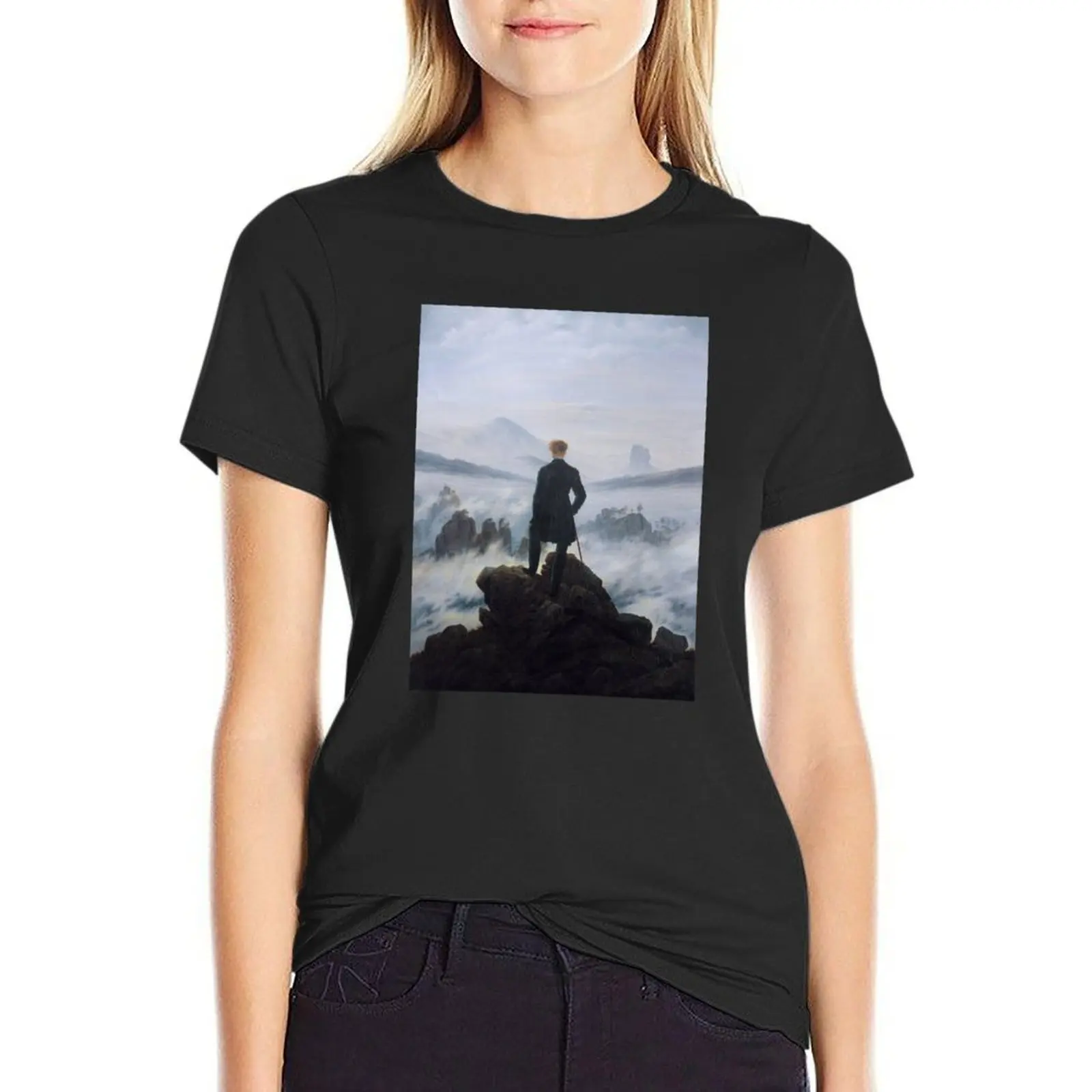 Friedrich, Wanderer above the Sea of Fog T-Shirt vintage clothes funnys Woman fashion