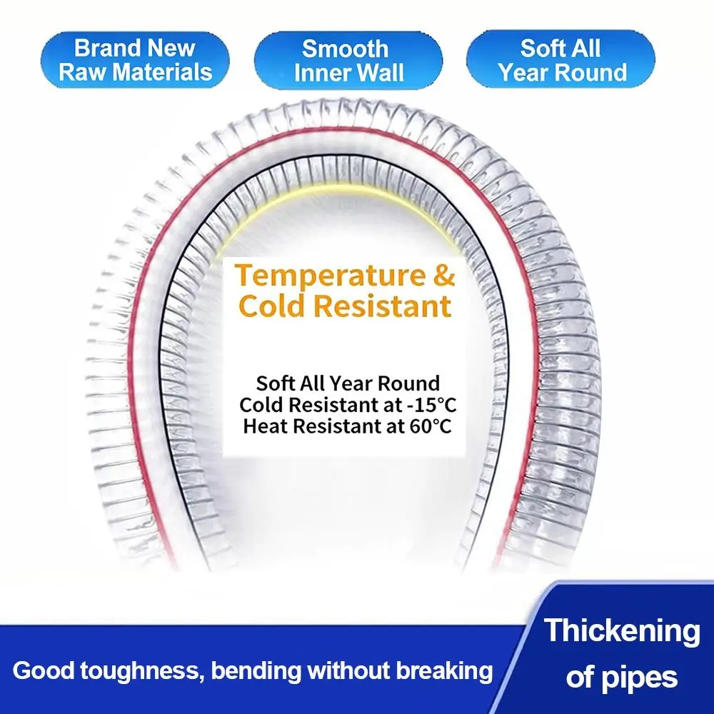 

Новый прозрачный шланг из ПВХ со стальной проволокой, внутренний диаметр 10-25 мм, гибкая трубка 1/3 метра для водяного насоса