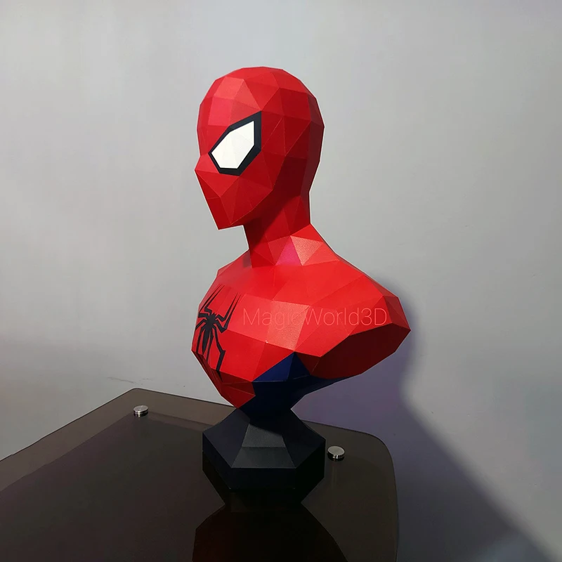 65cm Marvel Spiderman Bust Paper Model DIY Papercraft 3D Sculpture Home Decor Desktop Decoration Hand Made Origami Toys Gifts