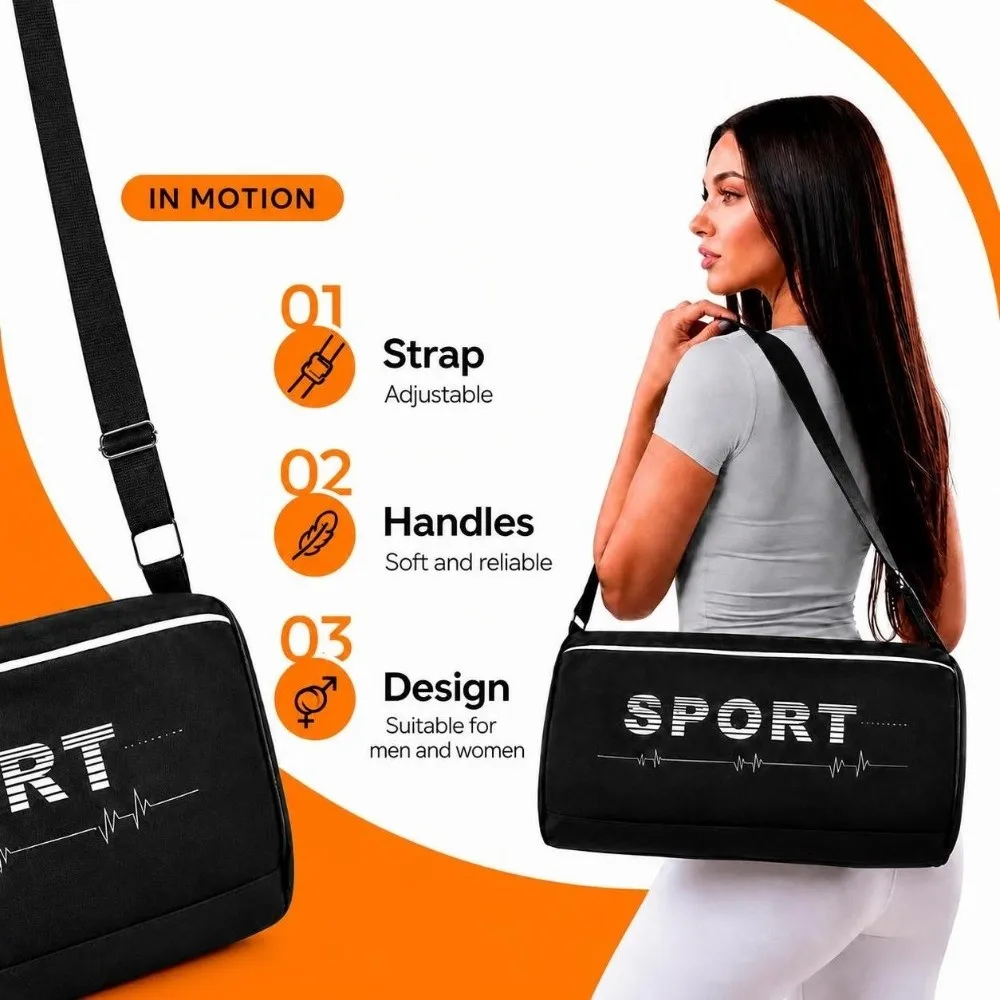 Oxford Cloth Unisex Gym Duffel Bag Lightweight Adjustable Sports Travel Bag Durable Spacious Cylinder Shoulder Bag Outdoor