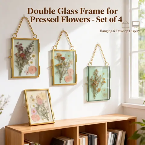 4Pcs Glass Frame Picture Hanging Frames Double Glass Frame Floating Photo Frame Wall Decor Pressed Flower Frames Home Decor