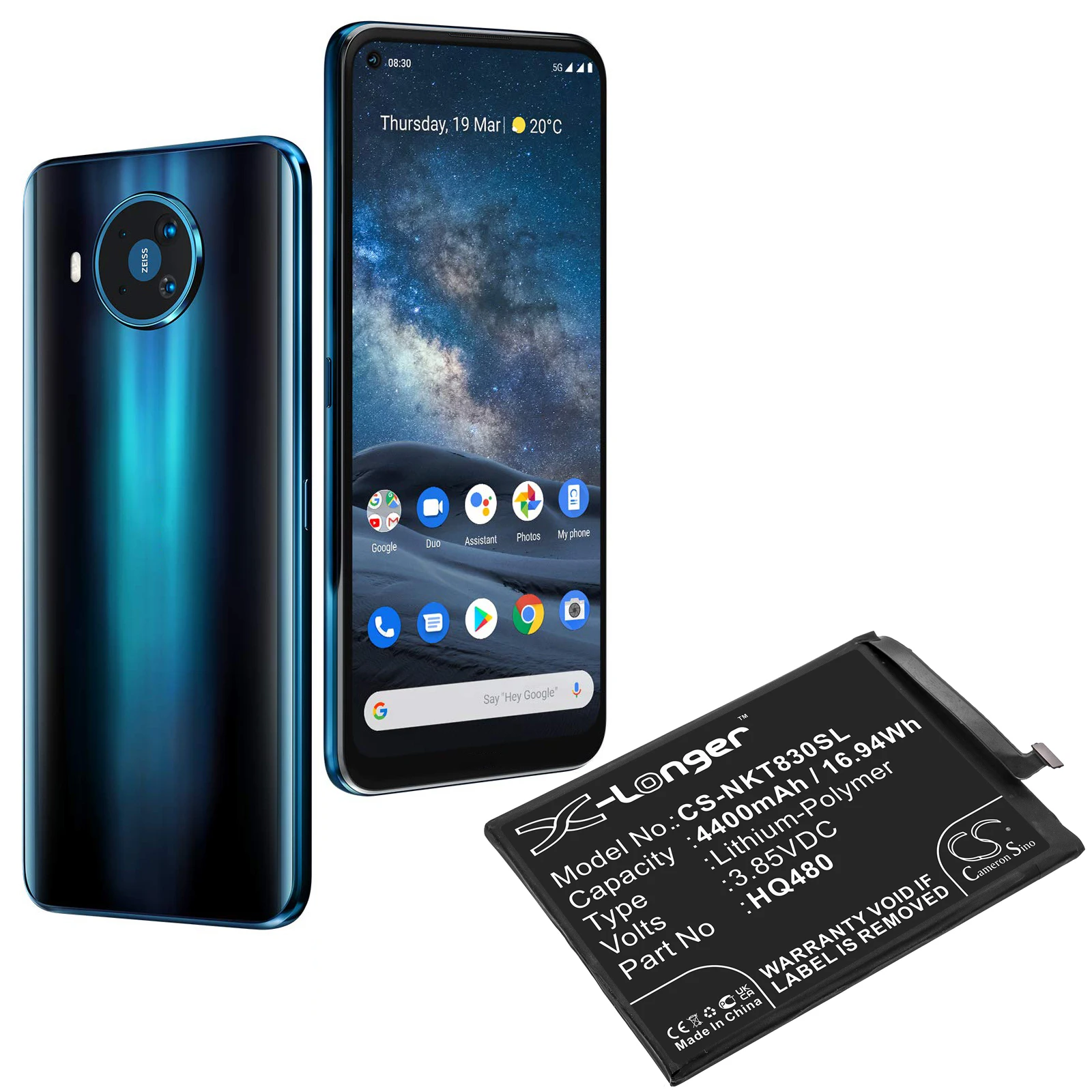 Replacement 3.85V 4400mAh Mobile SmartPhone Battery HQ480 for Nokia 8.3 2020 5G 8 V 5G TA-1243 TA-1251