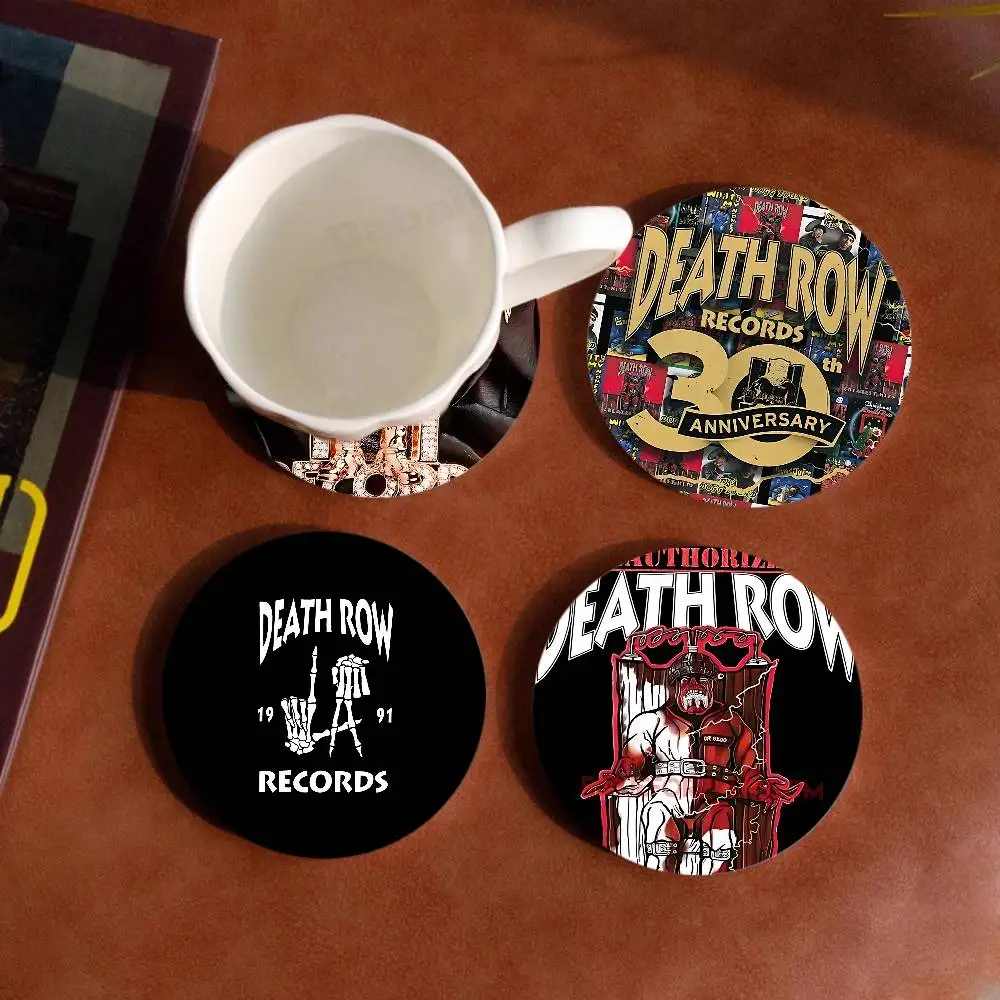 D-Death RowS Records Coasters Suitable for daily family gathering decoration, kitchen, anti-slip wooden coasters