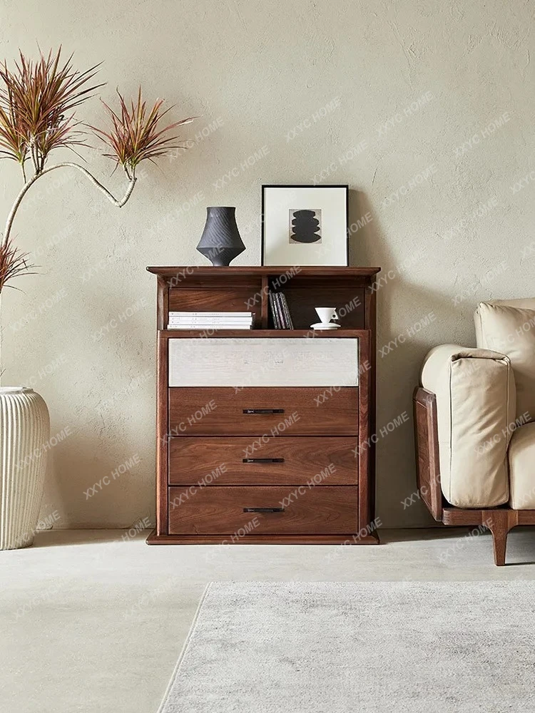

black walnut chest living room light luxury solid wood side cabinet storage locker