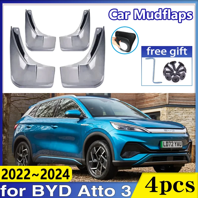 

Car Mudguards Fender for BYD Yuan Plus Atto 3 Accessories 2022 2023 2024 Front Mudflap Baking Paint Mud Flap Guards Splash Flaps