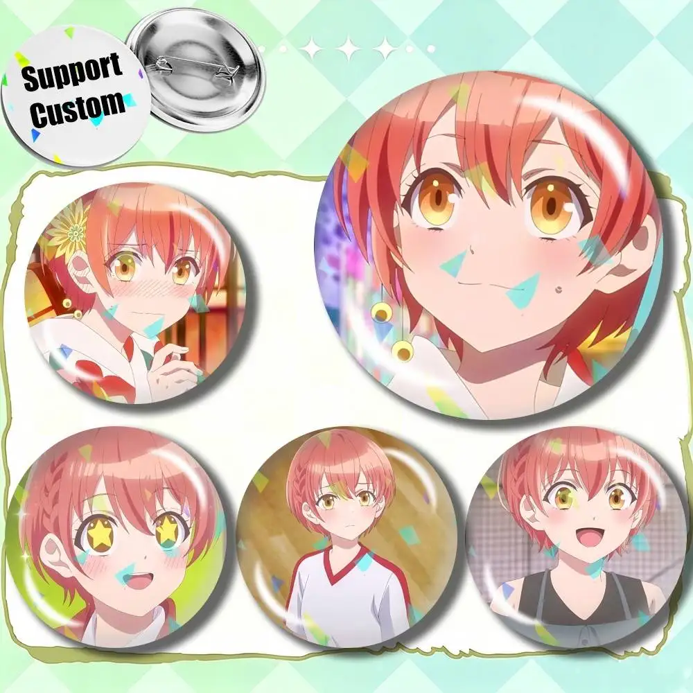 Haibara-kun Anime Sakura Uta Customizable Round Brooch Pins, Personalized Badges With Broken Glass Design Fashion Accessory
