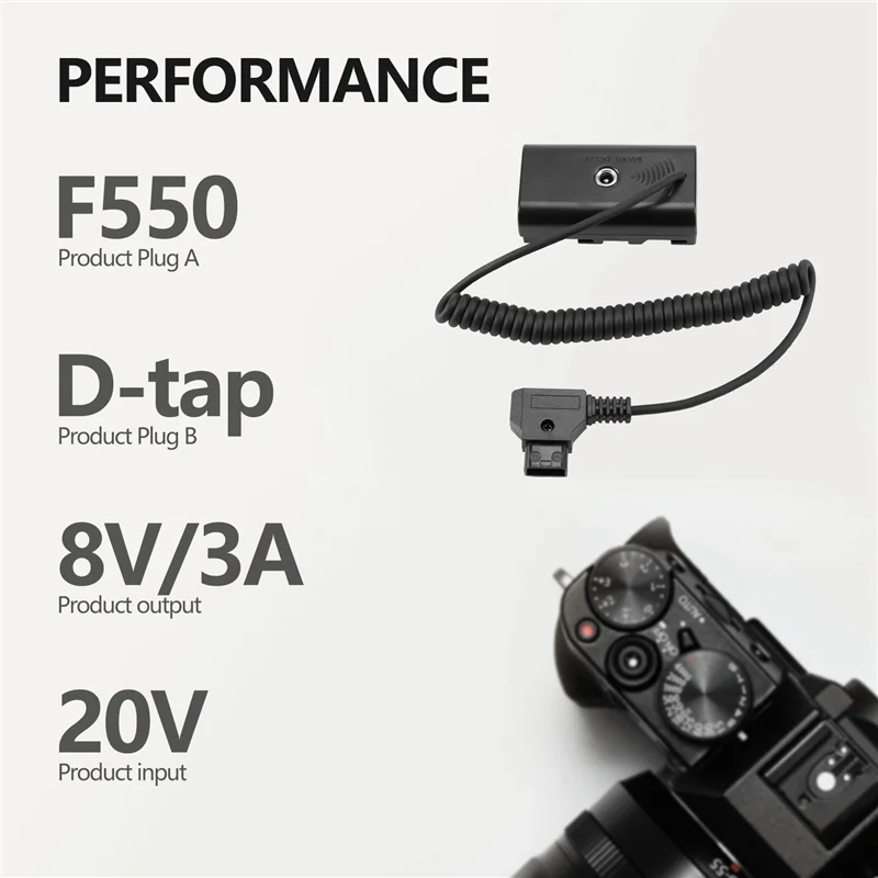 

High Quality-Power Adapter Cable For D-Tap Connector To NP-F Dummy Battery For Sony NP F550 F570 F770 NP F970