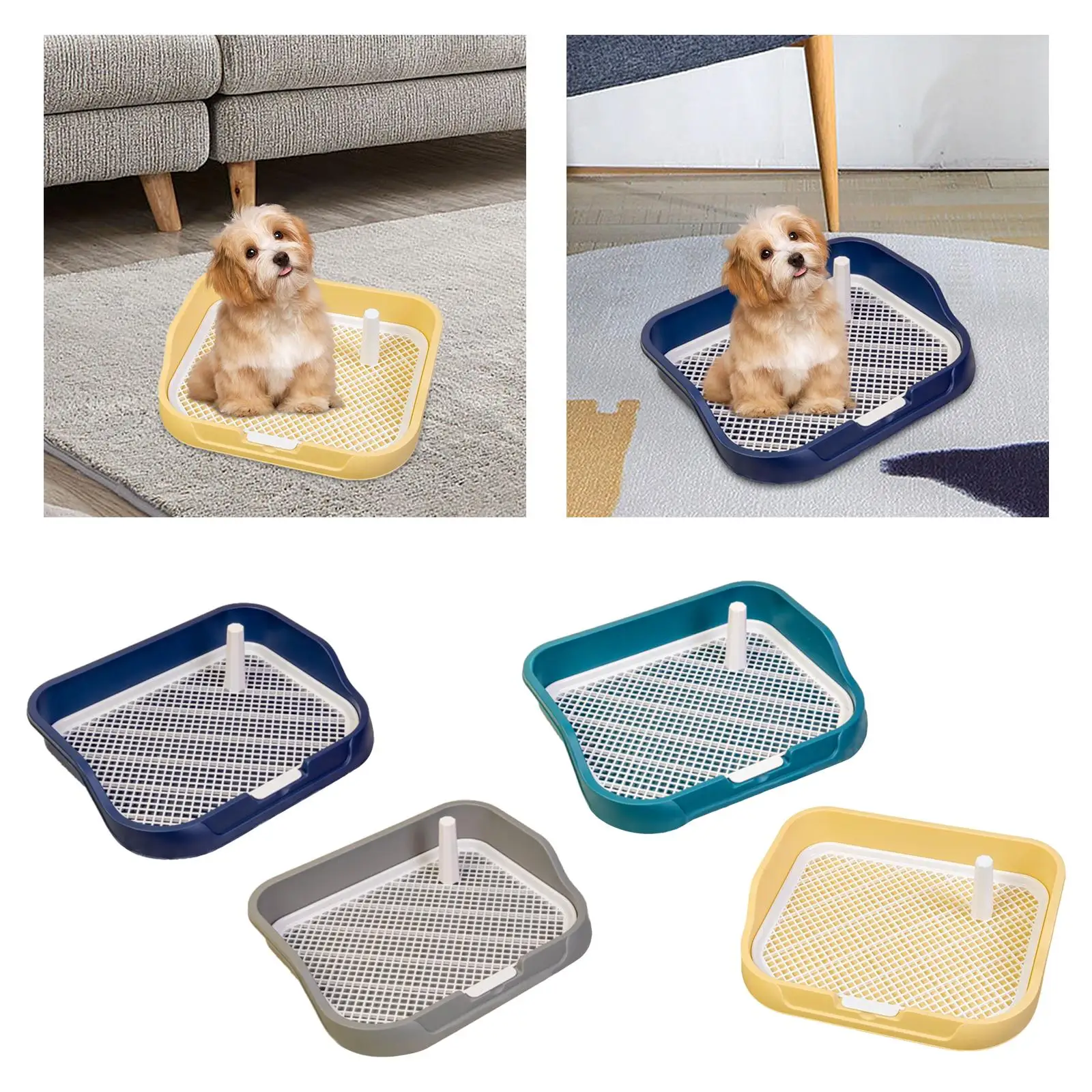 

Dog Potty Toilet with Removable Post Easy to Clean Dog Potty Pan Mesh Dog Litter Box Pet Training Toilet for Puppy Doggy Dog