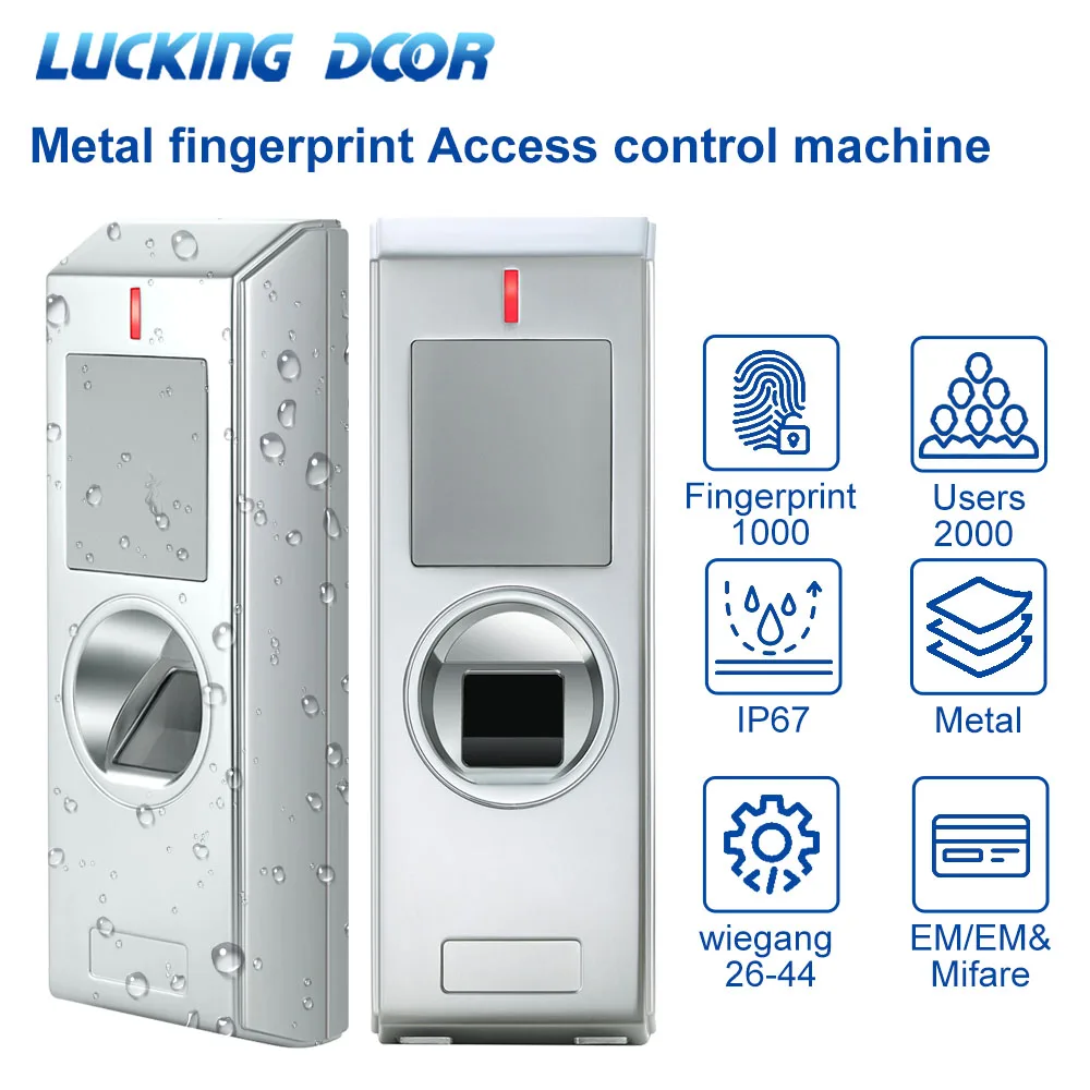 

Standalone RFID Biometrics Fingerprint Access Control & Reader 2000user Metal anti-vandal Keypad Waterproof Pulse/Interlock Mode