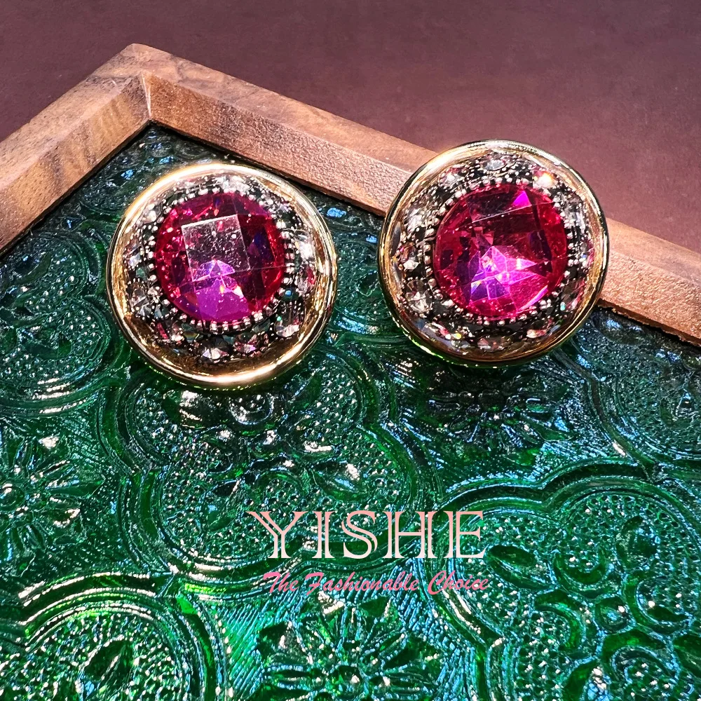 Medieval vintage purple stud earrings, niche design court style retro S925 high-end national style earrings wholesale