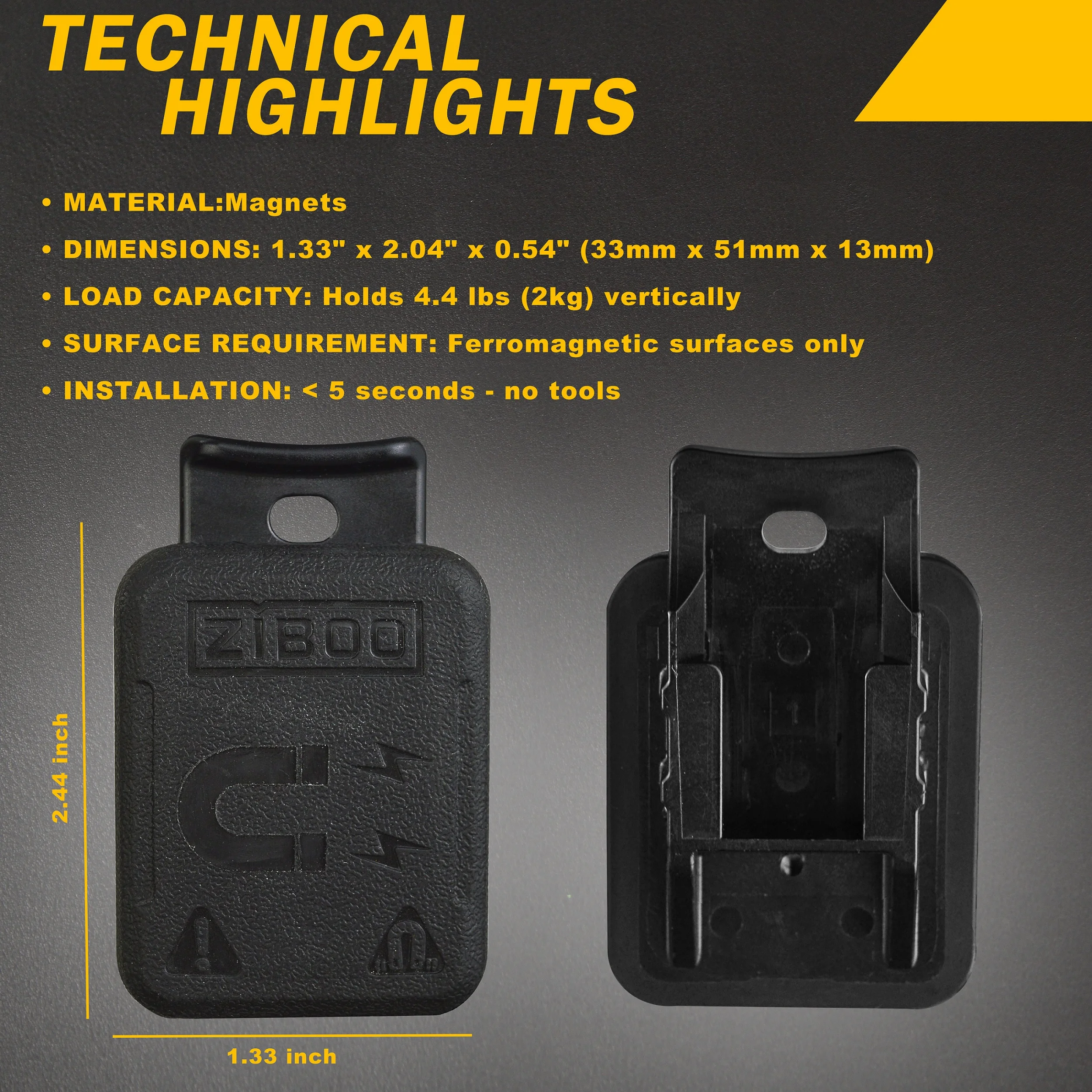 ZIBOO 69445 Magnetischer Aufhänger ohne Riemen für Klein Tools, Zangenmessgeräte und Multimeter mit leistungsstarken Seltenerdmagneten – Detail 4