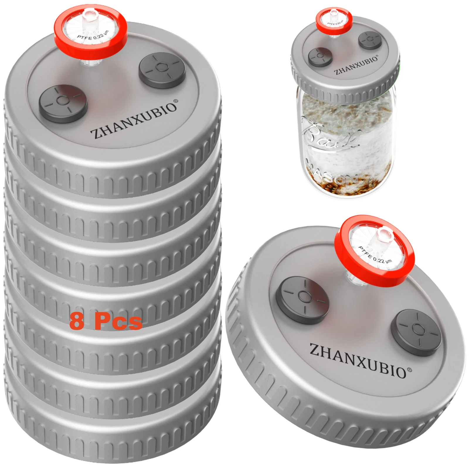 Liquid Culture Lid Wide Mouth 86mm Food Grade Cultivation Lid with PTFE Membrane & Self Healing Injection Ports For Mushroom