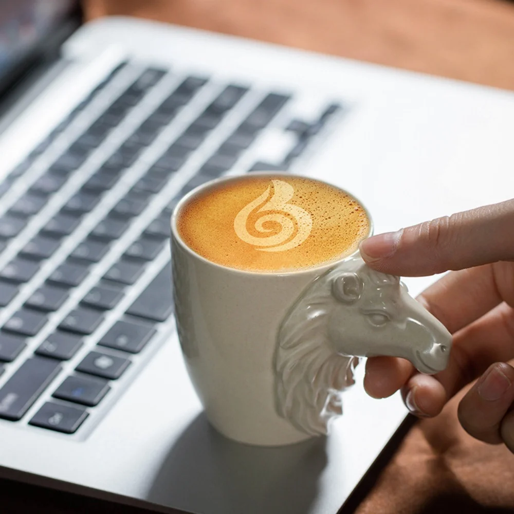 180ml Ceramic Coffee Mug with 3D Camel Horse Handle Funny Animal Design Espresso Tea Cup for Home Kitchen Porcelain
